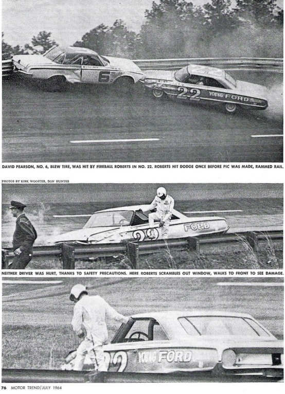 Fireball Roberts and David Pearson crash into each other at 1964 Atlanta 500